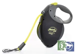 Flexi рулетка Giant Neon XL (от 50 кг) лента 8 м, светоотражающая, желтый неон